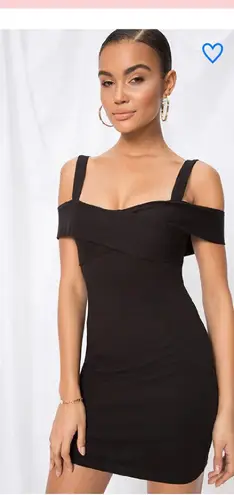 Revolve Superdown Black off the shoulder mini LBD dress