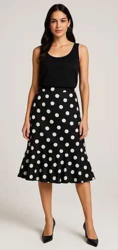 NWT INC International Concepts 100% Silk Black & White Polka Dot Skirt Size 8