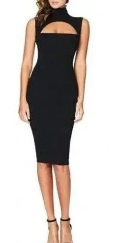 Nookie Manhattan Glam Evening Bodycon Midi Dress LBD Black NWT XS