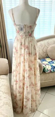 NEW City Studio Floral Dot Corset Maxi Gown in Light Yellow Size undefined