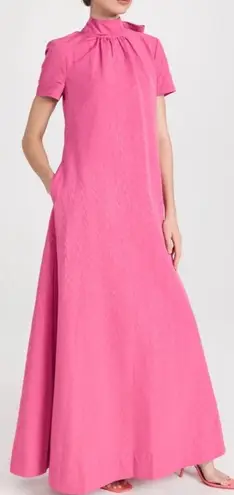 STAUD Ilana Open Back Bow Maxi Dress in Lollipop Pink XS