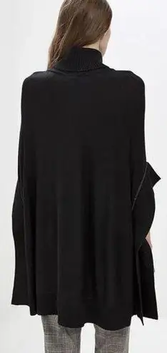Karen Millen Poncho Size XS/S Black Wool Blend Turtle Neck Jeweled Quiet Luxury