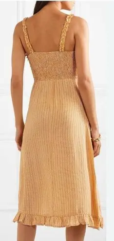 Faithfull the Brand Noemie MIDI Dress Yellow Striped Ruffle Tank Revolve US 6