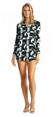 Motel Kaleidoscope Partial Button-Front Tunic NEW Large