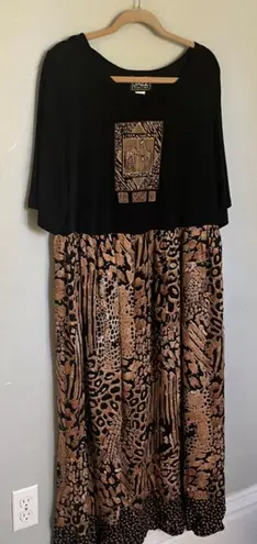Vintage More Jazz Giraffe Print Dress Size 14 Black