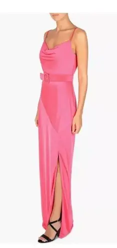 Julia Jordan Satin Cowl Neckline Sleeveless Beltless Pink Maxi Dress