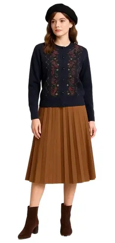 Suburbans Beaded Wool Blend Cardigan Sweater Navy Vintage Hong Kong Era Blue Size L - Image 1