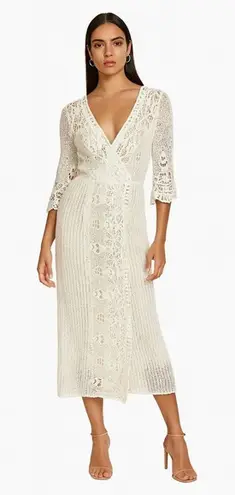 Soft Surroundings Soft Surrounding Petite White Tosca Crochet Knit Dress Size XS