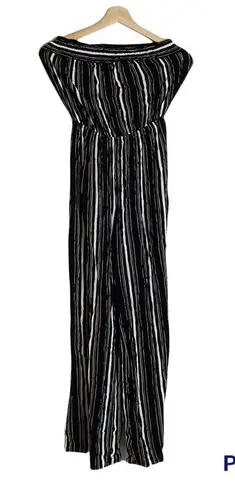 Be cool Jumpsuit Pantsuit Striped Black Orange Tube Top Tie Waist Strapless