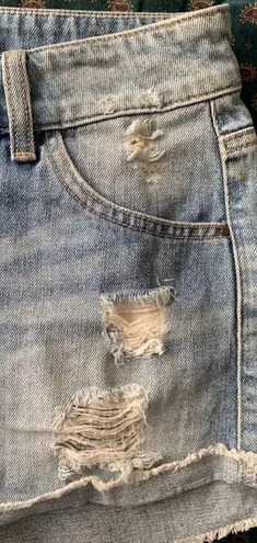 Guess High Waisted Denim Distressed Shorts