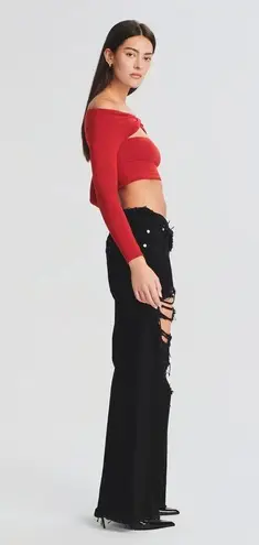 NWT SER.O.YA Red Ellis Off the Shoulder Cutout Crop Top sz Medium