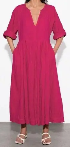 Mara Hoffman Chloe Pleated Cotton-gauze Midi Dress