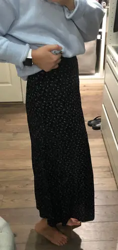 Laura Ashley Vintage Black Floral Midi Skirt