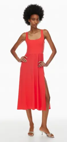 Aritzia  Wilfred Market Slit Dress Squareneck Midi Tank Jersey Dress Red Size M