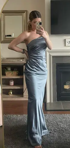 Revelry Jade Satin Dress Blue Size 4