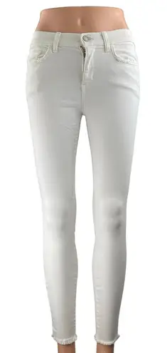 Siwy Women's White Mid Rise Frayed Raw Hem Skinny Leg Denim Jeans Pants Size 26