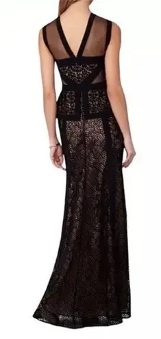 BCBG MAX AZRIA Viviana illusion lace peplum gown Black