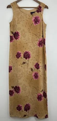 Laura Scott Vintage Floral Maxi Dress Sleeveless Gold Purple Size S Grunge 90s