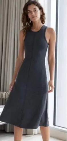 Lunya | Restore Grey Fitted Midi Lounge Tank Dress Size Small Gray