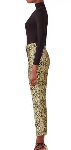 Slate + Willow Orion Jacquard Cigarette Pants Cropped Metallic Gold Black Ruffle