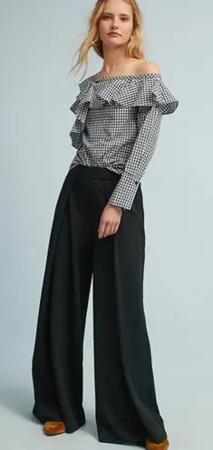 Anthropologie  Sunday in Brooklyn Gingham One Shoulder Ruffle Blouse S - Image 1