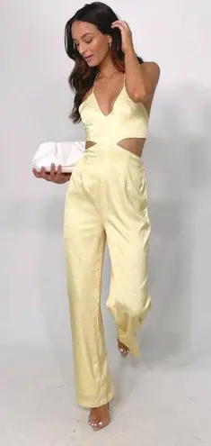 Kittenish Yellow Daisy Floral Neck Tie Jumpsuit S