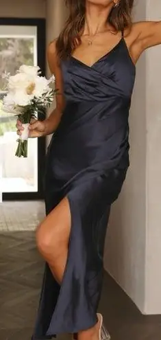 Billy J Elsa Midi Dress Navy Satin Bridesmaids Formal Size AU 10 / US 6 NWT