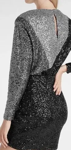 EXPRESS NWT  Womens Sequin Colorblock Long Sleeve Party Cocktail Dress Size L