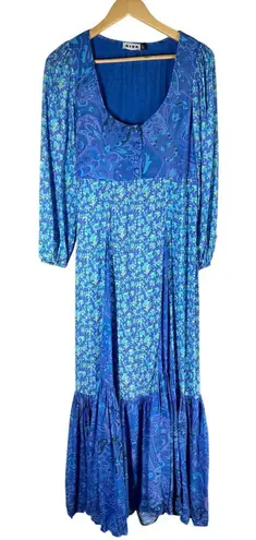 Rixo Virginia Floral Midi Dress Fontainhas Floral Cobalt Mix Size XS