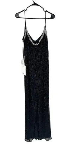 Mac Duggal 93551 Black Beaded Spaghetti Strap Column Gown Size 12