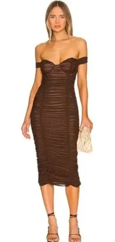 Majorelle Revolve  Tabitha Midi Dress in Cappuccino Brown Small