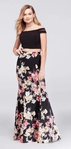 David's Bridal Floral David’s Bridal Two-Piece Formal Dress