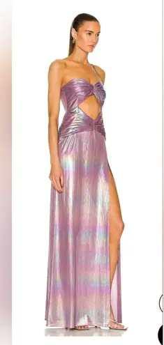 Retrofete Soleil Dress in Lilac Aurora Size XS Strapless NWT Cutout Maxi Rainbow Purple