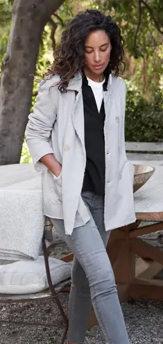 Frank & Eileen  Belfast Peacoat in Gray Melange Size M - Image 1