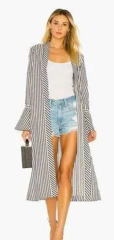 L'Academie L’Academie Alex Bell Sleeve Striped Duster Dark Charcoal/white Size S