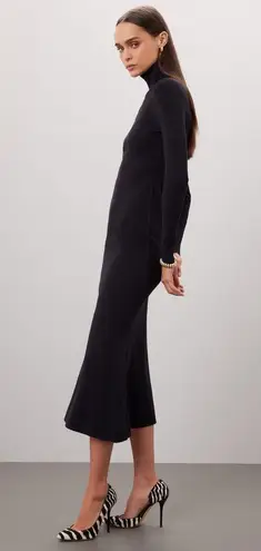 Toccin Black Ribbed Turtleneck Long Sleeve Midi Sweater Dress Size Medium