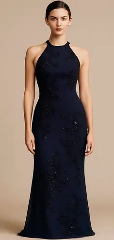 Rimini by Shaw Purple Sequin Halter Gown Size 6 Petite