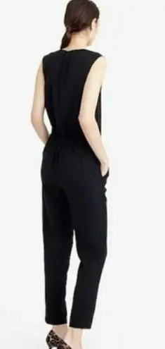 J.Crew  Drapey Oxford Crepe Lyocell Viscose V-Neck Jumpsuit Size 2 Black C6318 - Image 2