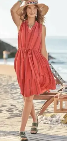 Sundance Women's Adley Sea Coral Gauze Cotton Sleeveless Dress SZ S Red