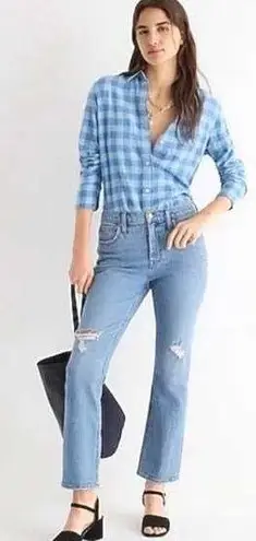 J Crew Jeans Women 25 Blue Medium Wash Distressed Denim Demi Boot Crop Preppy