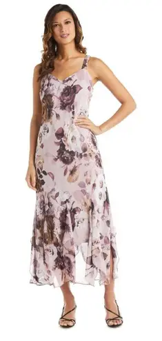 R & M Richards sz 12 pink floral midi dress NWT