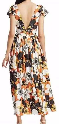 The Bar Dodo Or Jenny Long Midi Dress Flower 7 Brown Print Sz Small NWT Vintage Look