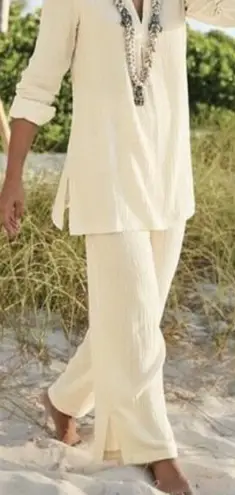 Soft Surroundings key buscayne gauze pants in ivory cream