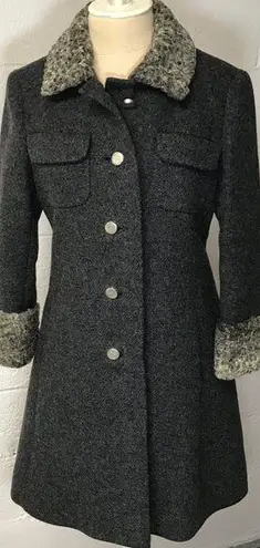 L.A.M.B. Vintage 1960 Wool And Curly Fur Coat  Size XS  Fully Lined, Union Made USA