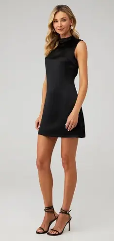 NonChalant Dawn Open Back Satin Mini Dress Black Womens Size Medium