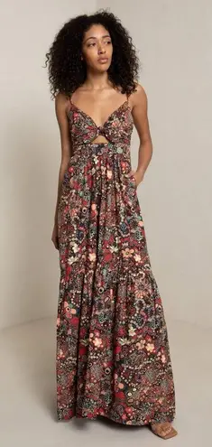ALC Frank A.L.C. Laura Cutout Floral Maxi Dress Brown Sz 4