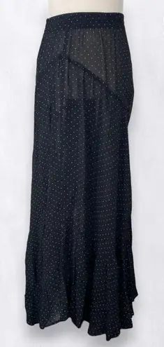 Anna Bella One Size Early 2000's Sheer Black White Polkadot Maxi Skirt Plus Size