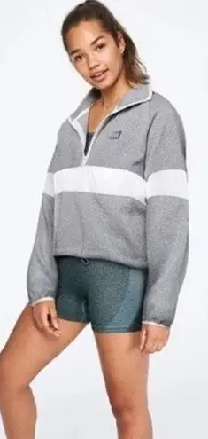 Victoria Secret PINK Grey/Gray Half Zip Cropped Fleece Sweatshirt