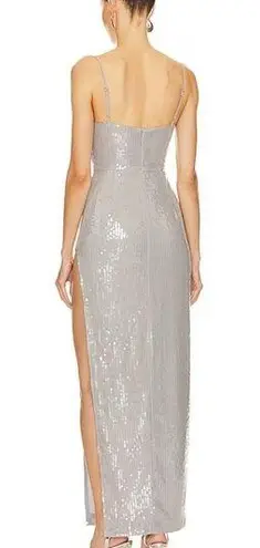 SAU LEE Opal Silver Gray Sequin Gown Bustier Sweetheart Dress US 0 NWT