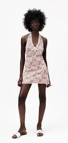 ZARA  Halter Retro Dress Floral Knit Mini